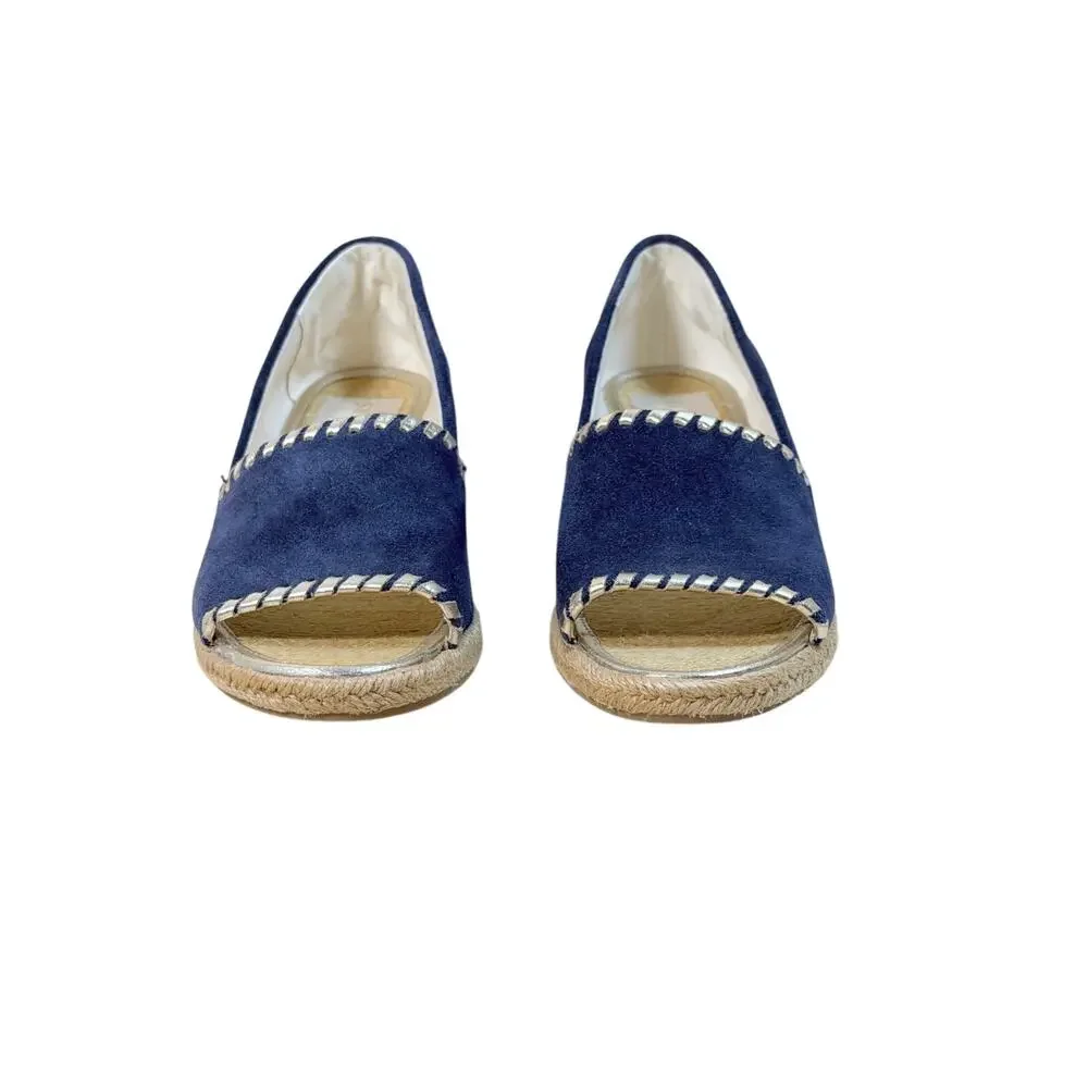 Jack Rogers Palmer Espadrille Open-Toe Wedge Midnight Navy Suede Women's US 6